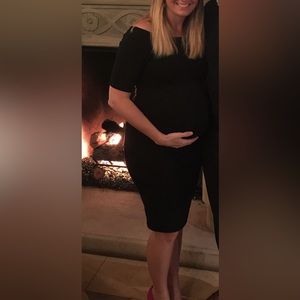 ASOS Black Off The Shoulder Maternity Dress, Small